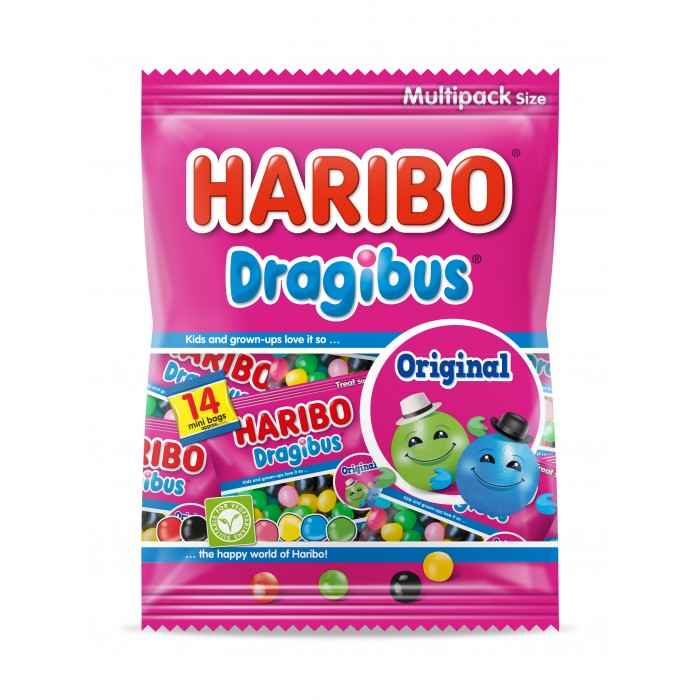 Dragibus 350g Haribo Veggie (14 mini sachets) - Bonbon à la maison